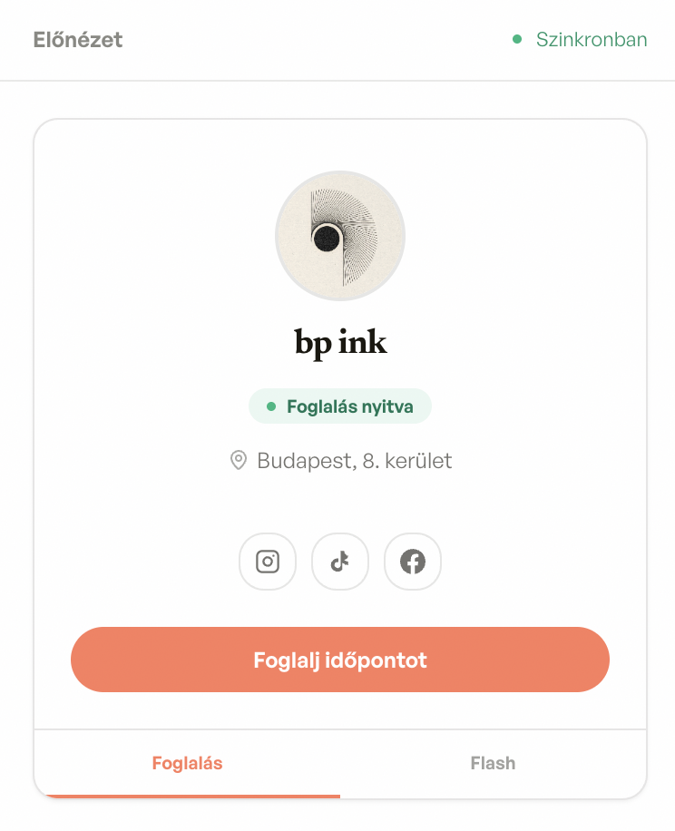 Publikus profil előnézet